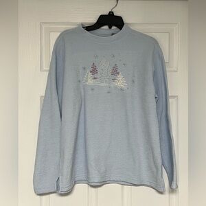 Light Blue Winter-Themed Womans Sweatshirt.